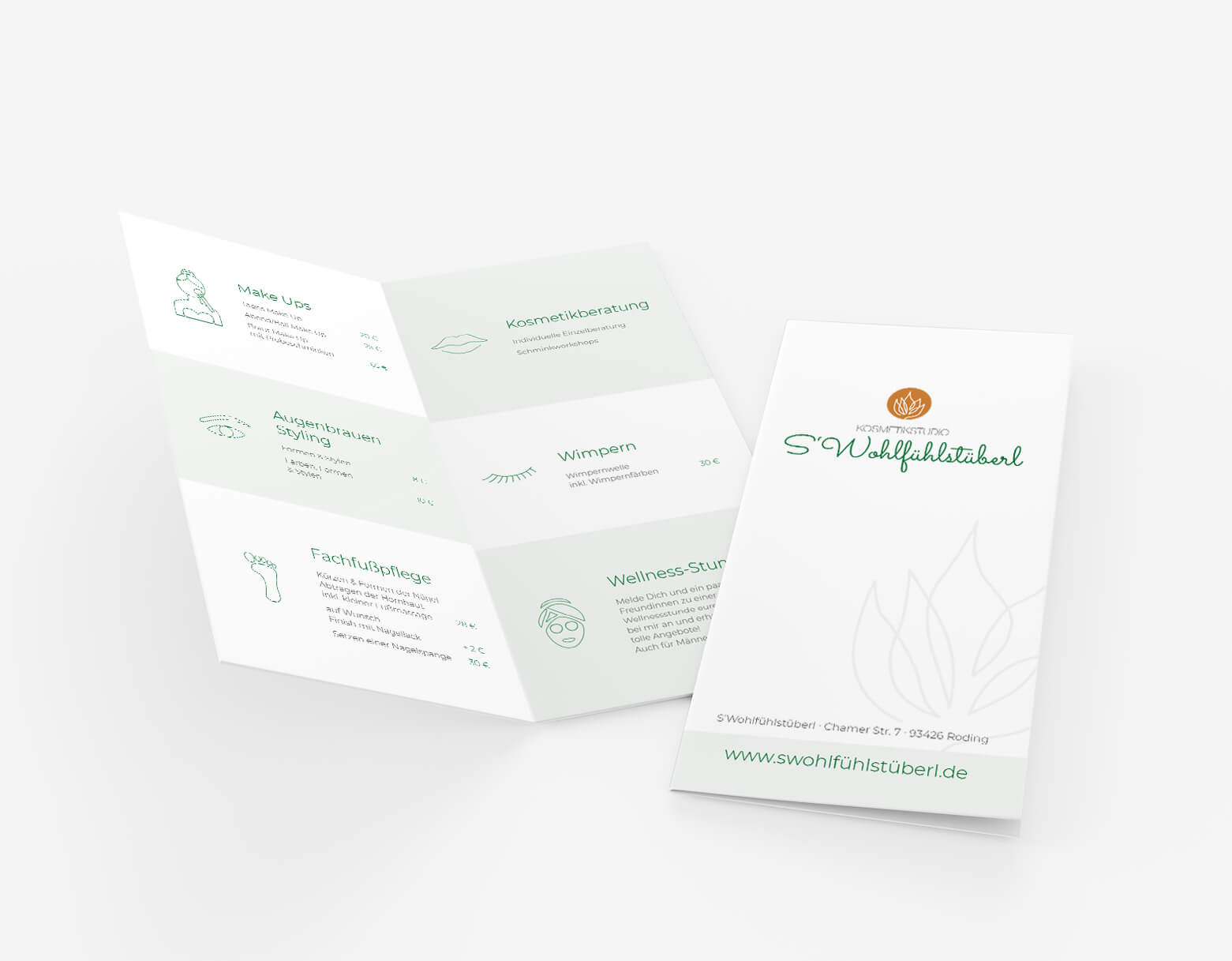 Bi fold or  Vertical half fold brochure mock up isolated on soft